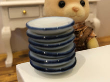 Dollshouse miniature blue enamel plate set
