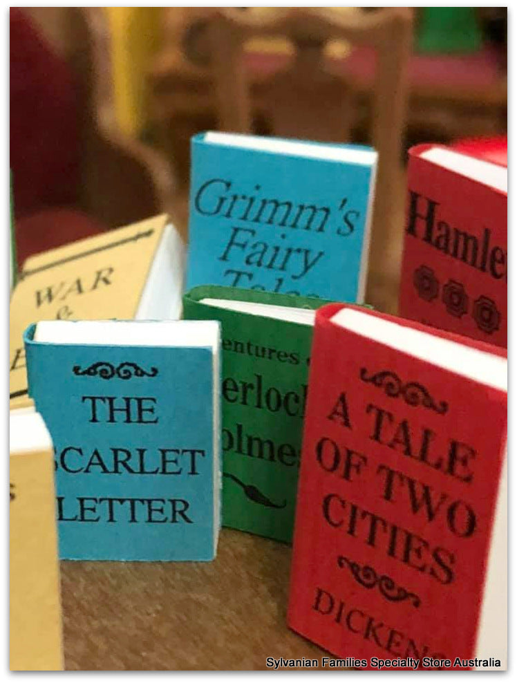 Dollshouse miniature Library Classics books miniature