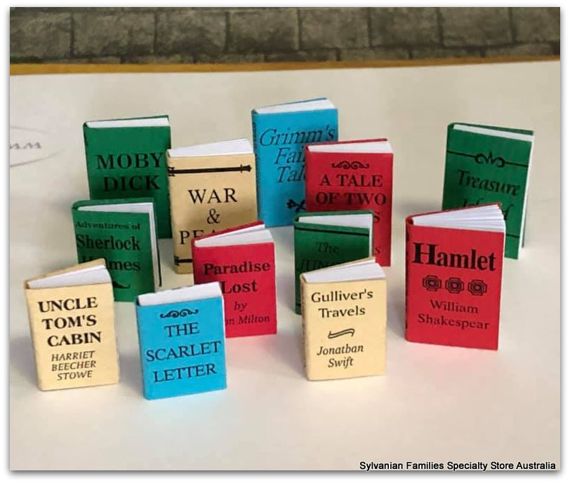 Dollshouse miniature Library Classics books miniature