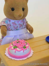 Miniature Dollshouse cake pink roses suitable for Sylvanian Families Fox
