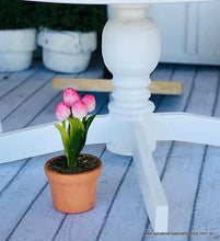 Dollhouse miniature pink white tulip potted plant