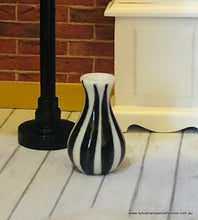 Dollhouse Miniature Black White striped vase modern accessories
