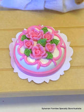 Miniature Dollshouse cake pink roses suitable for Sylvanian Families