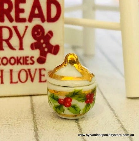 Christmas Small Jar - Holly - 1.5 cm-  Miniature