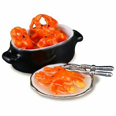 Dollhouse miniature crabs seafood pot Reutter porcelain