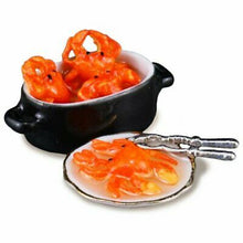 Dollhouse miniature crabs seafood pot Reutter porcelain