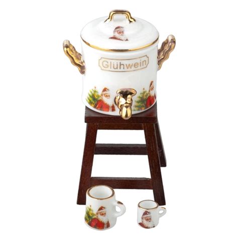 Christmas Gluhwein pot on stand with mugs - Miniature