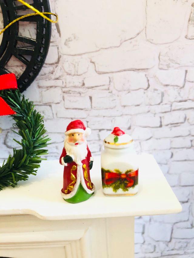 Christmas Jar and Santa Figure -  Miniature