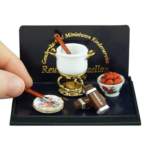 Dollhouse miniature Chocolate fondue set