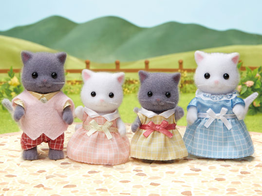 Sylvanian Families Persian cats gray white mixed
