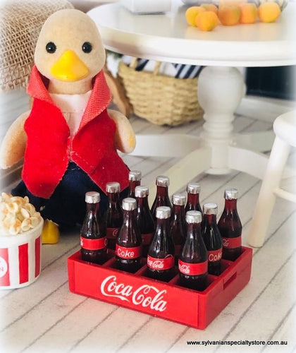 Sylvanian Families Duck Coca Cola bottles in crate