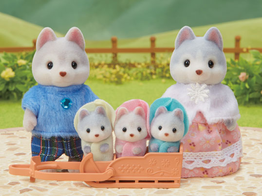Sylvanian Families Husky Family parents and triplets