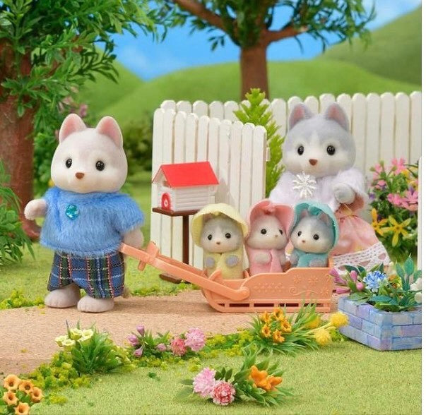 Sylvanian Families Husky Family of 5 with sled