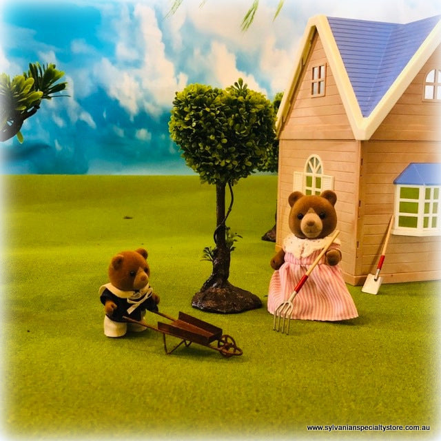 Sylvanian Families garden scene trees topiary Marmalade bear