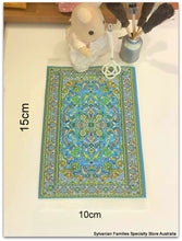 Dollshouse miniature blue carpet woven turkish rug