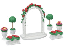 Sylvanian Families romantic archway with roses and topiary trees