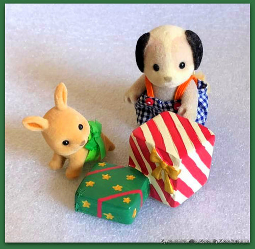 Sylvanian Families enjoying Christmas morning