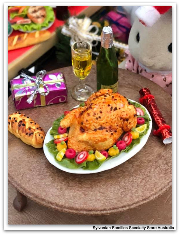 Christmas miniature turkey dollshouse size Christmas feast