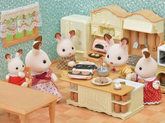 Sylvanian Families Kitchen Island set white kitchen furniture