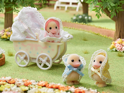 Sylvanian Families Duck Triplets and carriage limited edition