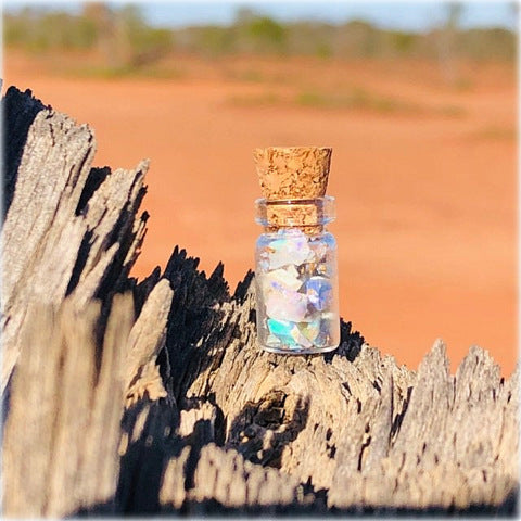 Miniature opal jar of crystal chips colours Australia outback