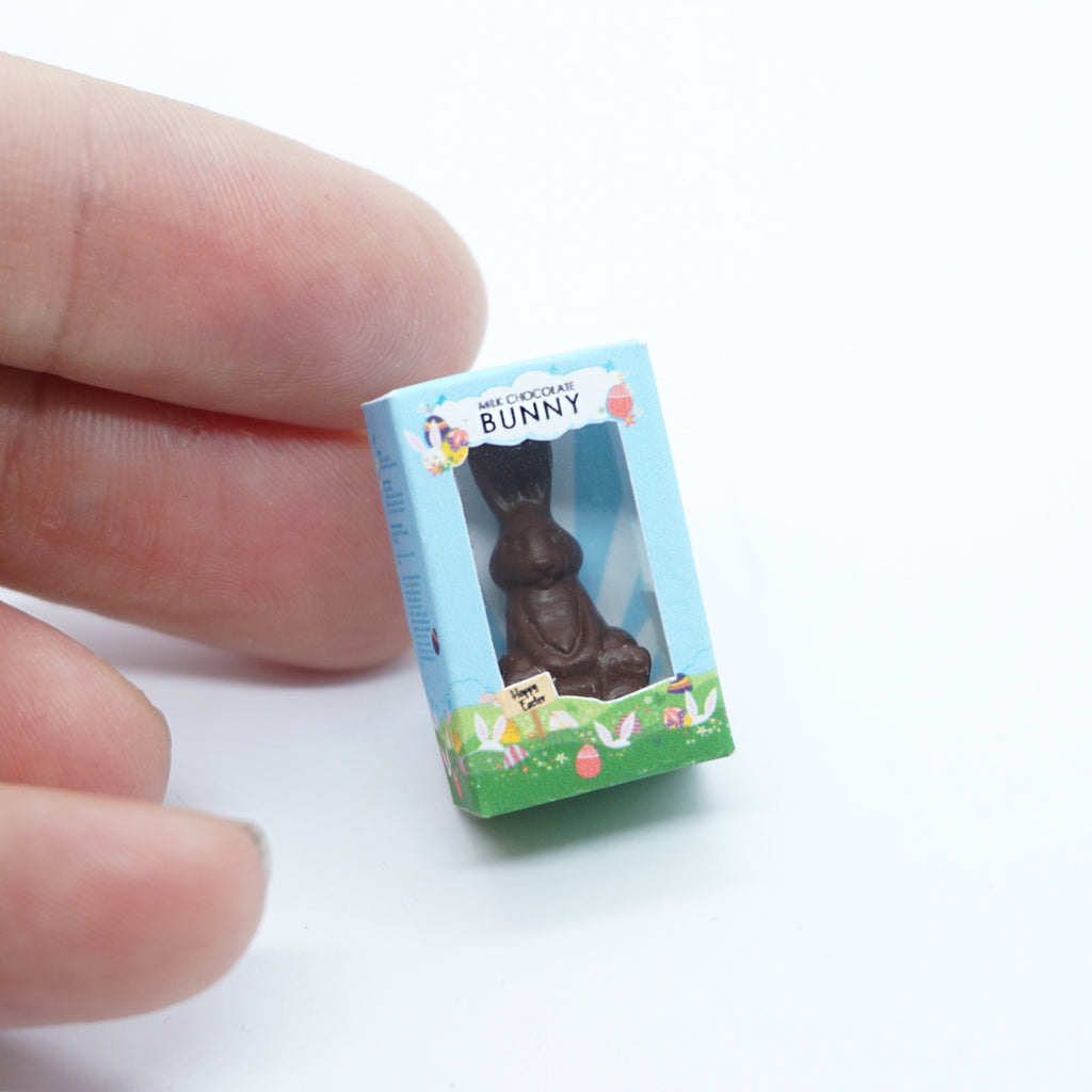 Milk Chocolate Easter Bunny in Box Miniature Dollhouse Accessories