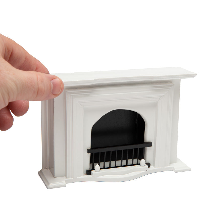 Dollhouse miniature white elegant fireplace