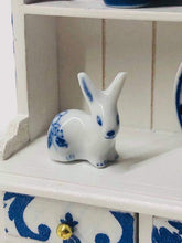 dollhouse miniature blue white rabbit ornament