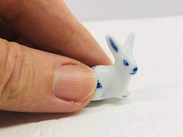 Blue and White rabbit ornament - Miniature
