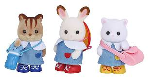 Sylvanian Families very cute school friends in uniform ready for the day at school