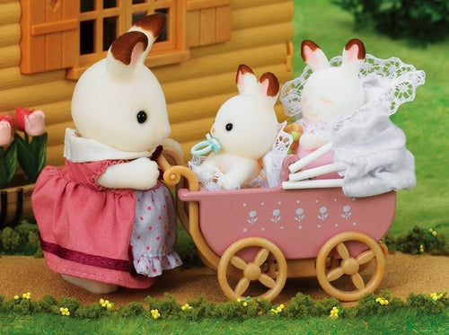Sylvanian Families Baby Carriage and Chocolate Rabbit Twins set