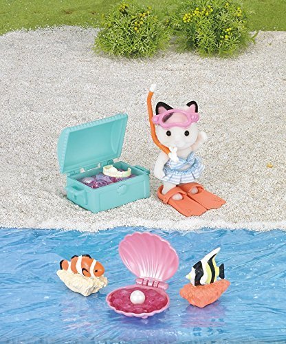 Sylvanian FAmilies Tuxedo Cat Girl Treasure swimming set SF 5230