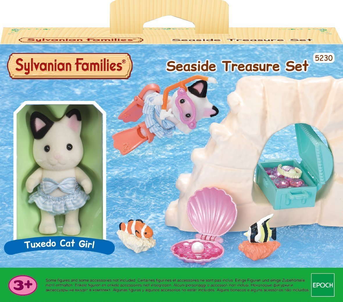 Sylvanian Families Seaside Treasure Set with Tuxedo Cat Girl